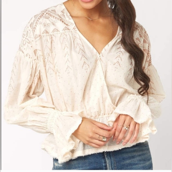Free People Counting Stars Peasant Blouse Boho Size S - Picture 1 of 14